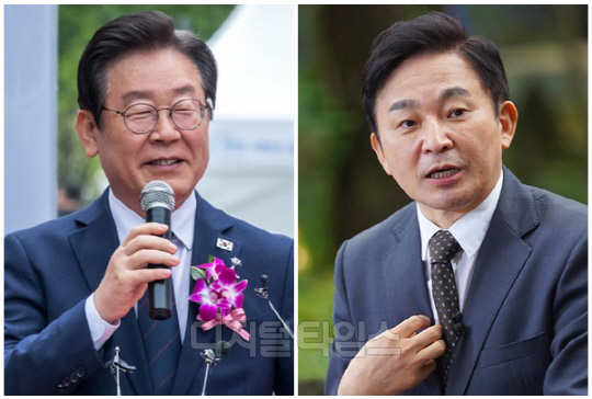 이재명(왼쪽) 더불어민주당 대표와 원희룡 국토교통부 장관. <디지털타임스 이슬기 기자, 디지털타임스 DB>